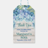 Étiquettes-cadeau Aquarelle Blue Hydrangea 80e anniversaire (Dos)