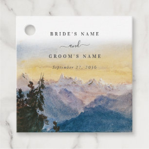 Étiquettes Cadeau Aquarelle Blue Mountains Pine Mariage