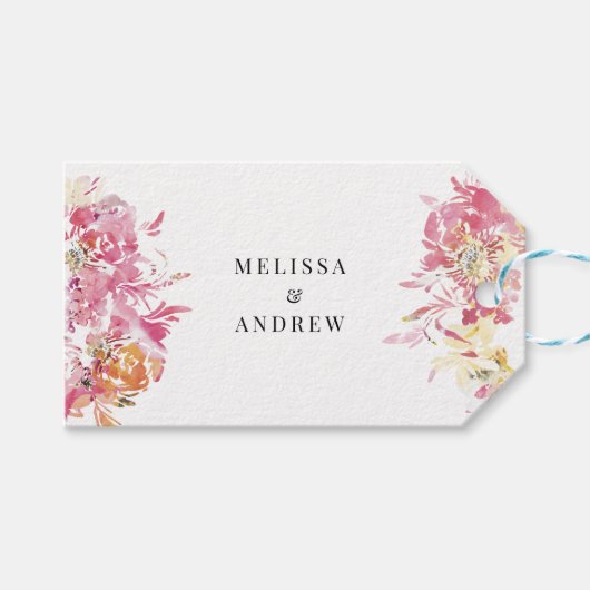Étiquettes-cadeau Aquarelle Blush Merci Mariage moderne (Devant (Horizontal))