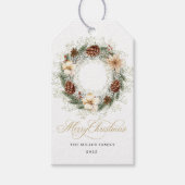 Étiquettes-cadeau Aquarelle Boho Wreath Noël (Devant)
