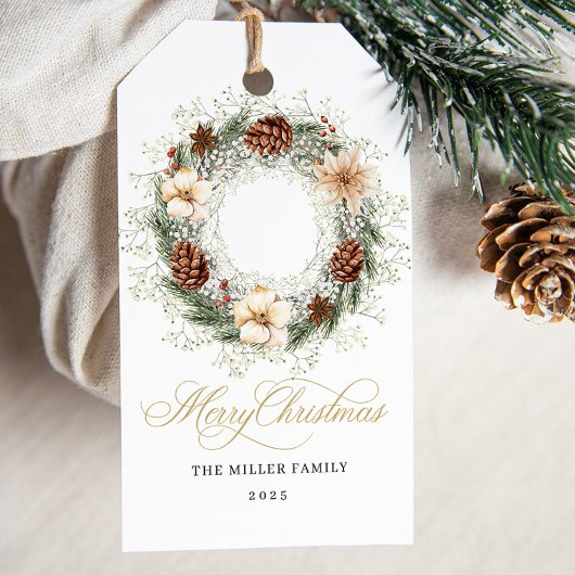 Étiquettes-cadeau Aquarelle Boho Wreath Noël