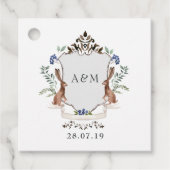 Étiquettes Cadeau Aquarelle Bois Laurel Crest Monogramme Mariage (Devant)