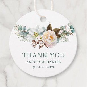 Étiquettes Cadeau Aquarelle Botanique Floral Vert Mariage