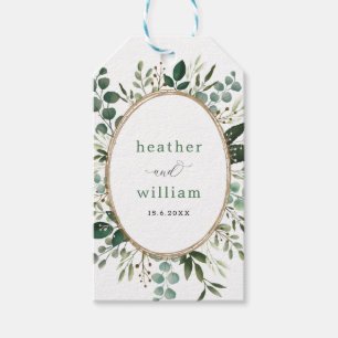 Étiquettes-cadeau Aquarelle botanique luxuriante Verdure Mariage pré