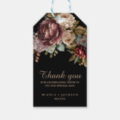 Étiquettes-cadeau Aquarelle Bourgogne foncée Fleur mariage faveur (Devant)