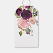 Étiquettes-cadeau Aquarelle bourguignonne et rousse Florale (Dos)