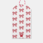 Étiquettes-cadeau Aquarelle Bow rayé rouge et blanc (Dos)