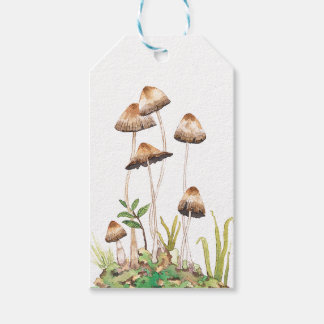 Étiquettes-cadeau Aquarelle Brown de champignons forestiers