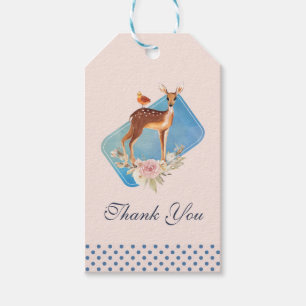 Étiquettes-cadeau Aquarelle Brown mignonne Cerf Merci rustique