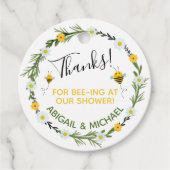 Étiquettes Cadeau Aquarelle Bumble Bee "Merci pour Bee-ing Here" 🐝 (Devant)