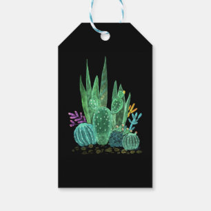 Étiquettes-cadeau Aquarelle, cactus
