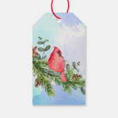 Étiquettes-cadeau Aquarelle Cardinal de Noël pin (Dos)