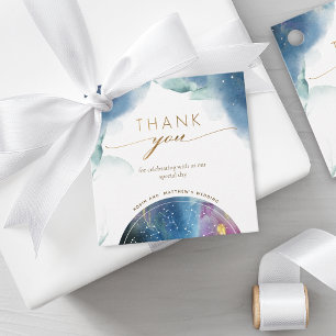 Étiquettes Cadeau Aquarelle céleste Merci à votre Mariage (ou autre)