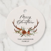 Étiquettes Cadeau aquarelle cerf fleurs merveille Noël (Devant)