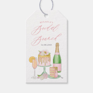 Étiquettes-cadeau Aquarelle Champagne et pâtisserie Fleur Brunch nup