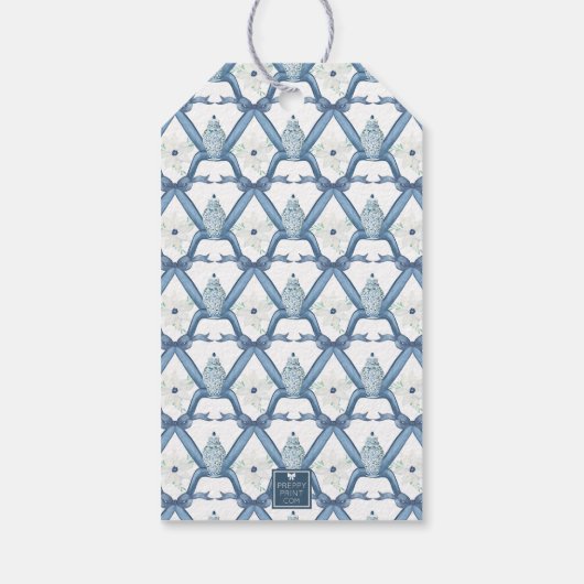 Étiquettes-cadeau Aquarelle Chinoiserie Ginger Jar Monogram Crest (Dos)