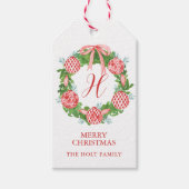 Étiquettes-cadeau Aquarelle Chinoiserie Wreath Monogramme Noël (Devant)
