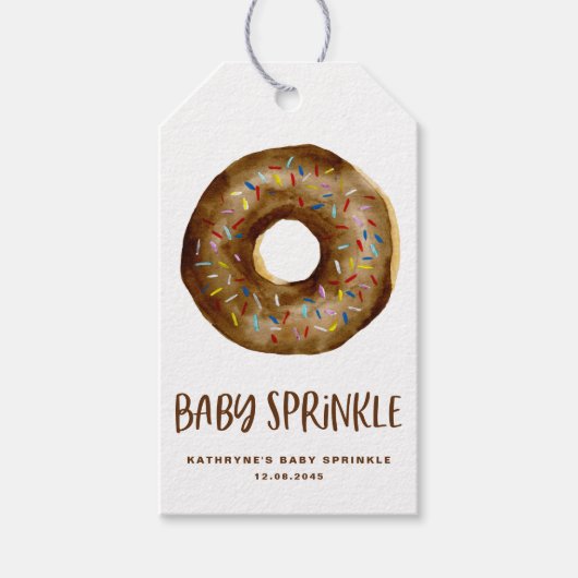 Étiquettes-cadeau Aquarelle Chocolat Donut Baby Sprinking Merci (Devant)