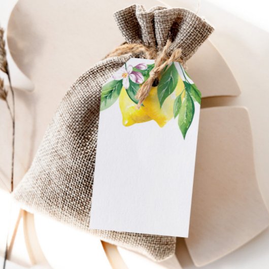 Étiquettes-cadeau Aquarelle citron blanc