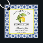 Étiquettes Cadeau Aquarelle Citron Carrelage bleu Limoncello Merci<br><div class="desc">Elégante aquarelle Citron sur Carrelage bleu Merci de Mariage de Limoncello fait maison Tags</div>