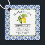 Étiquettes Cadeau Aquarelle Citron Carrelage bleu Limoncello Merci<br><div class="desc">Elégante aquarelle Citron sur Carrelage bleu Merci de Mariage de Limoncello fait maison Tags</div>