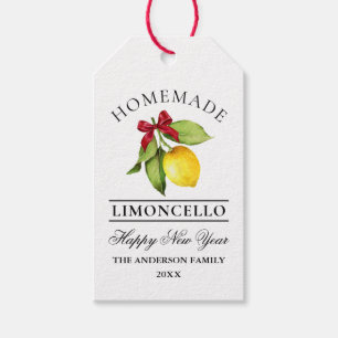 Étiquettes-cadeau Aquarelle Citron fait maison Limoncello Nouvel An