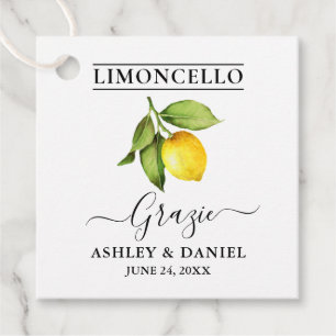 Étiquettes Cadeau Aquarelle Citron Limoncello Mariage Grazie
