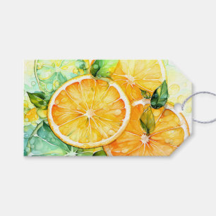 Étiquettes-cadeau Aquarelle Citron Orange Citron Vert Botanique Cuis