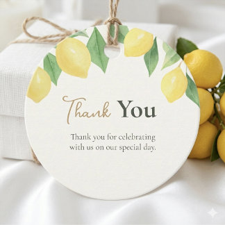 Étiquettes Cadeau Aquarelle Citron Vert Merci Mariage