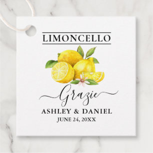 Étiquettes Cadeau Aquarelle Citrons Limoncello Mariage Grazie