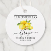 Étiquettes Cadeau Aquarelle Citrons Limoncello Mariage Grazie Round (Devant)