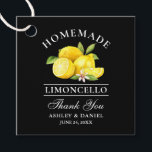 Étiquettes Cadeau Aquarelle Citrons Limoncello Merci Carré noir<br><div class="desc">Elégant aquarelle citrons fait maison Limoncello Mariage Mercis Tags</div>