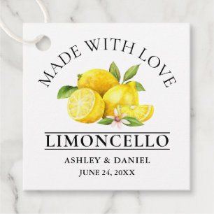 Étiquettes Cadeau Aquarelle Citrons Mariage Love Limoncello