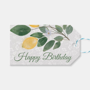 Étiquettes-cadeau Aquarelle Citrons siciliens Joyeux Anniversaire
