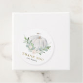 Étiquettes Cadeau Aquarelle Citrouille blanc Merci d'automne (En situation)