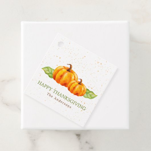 Étiquettes Cadeau Aquarelle Citrouille d'automne Thanksgiving (En situation)