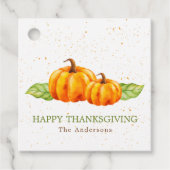 Étiquettes Cadeau Aquarelle Citrouille d'automne Thanksgiving (Devant)