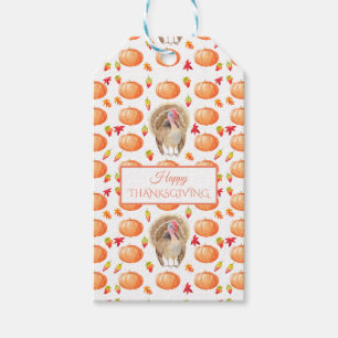 Étiquettes-cadeau Aquarelle Citrouille Turquie Motif Thanksgiving