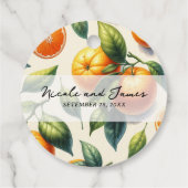 Étiquettes Cadeau Aquarelle Citrus Orange Feuille Mariage (Dos)