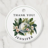 Étiquettes Cadeau Aquarelle classique Pastel vert rose (Devant)