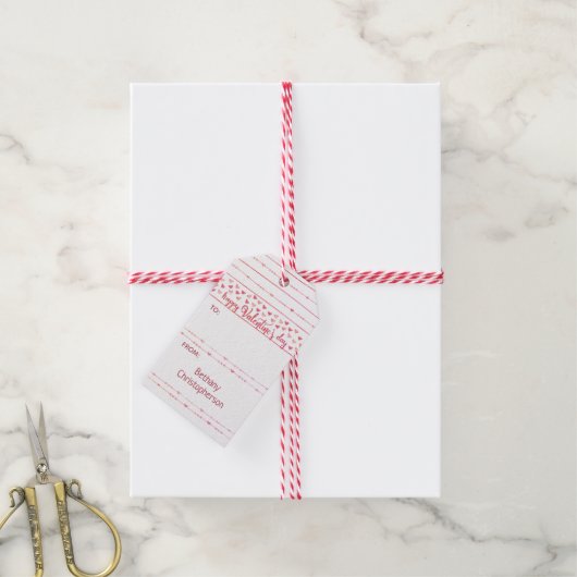 Étiquettes-cadeau Aquarelle Coeurs et flèches Valentine (Avec de la ficelle)