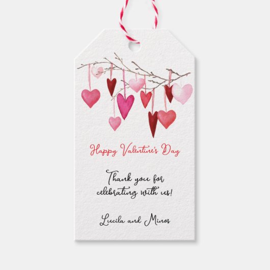 Étiquettes-cadeau Aquarelle Coeurs Saint-Valentin (Devant)