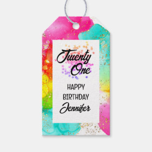 Étiquettes-cadeau Aquarelle colorée à éclaboussures Anniversaire