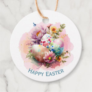 Étiquettes Cadeau Aquarelle colorée OEufs de Pâques Tags cadeaux