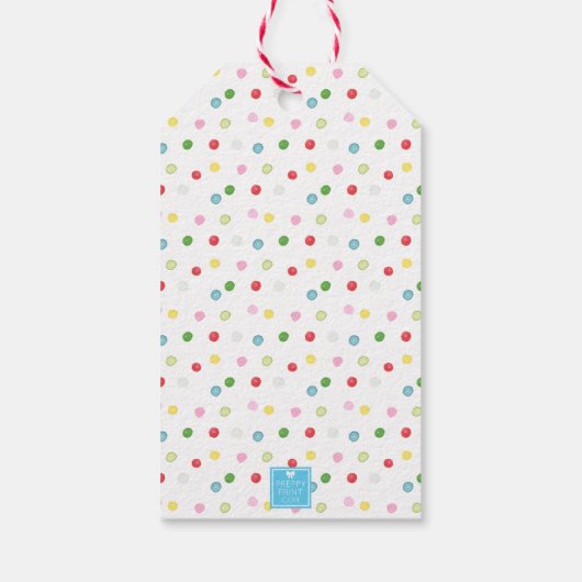 Étiquettes-cadeau Aquarelle Confetti Arbres de Noël Monogram Crest (Dos)