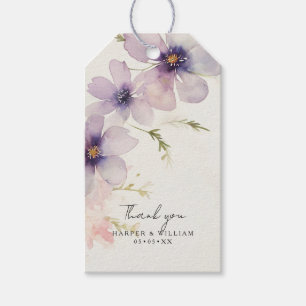 Étiquettes-cadeau aquarelle cosmos fleurs merci