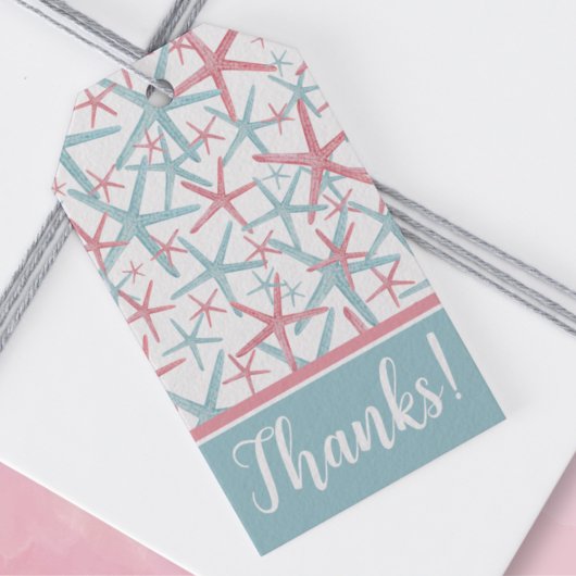 Étiquettes-cadeau Aquarelle côtière Merci de plage Favoriser