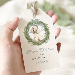 Étiquettes-cadeau Aquarelle Crest Joli animal de compagnie Noël