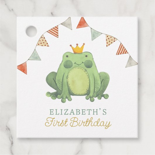 Étiquettes Cadeau Aquarelle Cute Frog Anniversaire (Devant)
