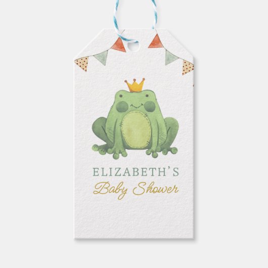 Étiquettes-cadeau Aquarelle Cute Frog Baby shower (Devant)